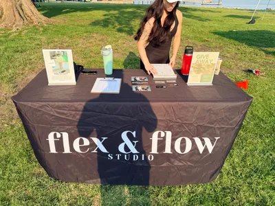 Custom Rectangle Table Covers - Wellness event