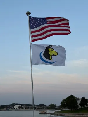 Rectangle Flag - Huskies flying proudly at the lake