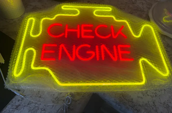 CustomFlyingDiscs.Com - Check Engine Neon Sign