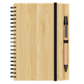 Small Engraved Bamboo Notebook & Pen Brown