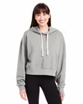 Ladies' Vintage Oversized Cropped Hooded Sweatshirt Ash Grey