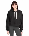 Ladies' Vintage Oversized Cropped Hooded Sweatshirt BLACK