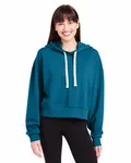 Ladies' Vintage Oversized Cropped Hooded Sweatshirt MOROCCAN BLUE