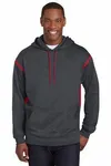 Sport-Tek Tech Fleece Colorblock Hooded Sweatshirt. F246 Black/ True Red