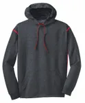 Sport-Tek Tech Fleece Colorblock Hooded Sweatshirt. F246 Graphite Heather/ True Red
