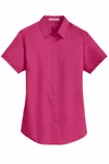Port Authority Women's Short Sleeve SuperPro Twill Shirt. L664 Pink Azalea