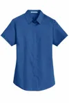 Port Authority Women's Short Sleeve SuperPro Twill Shirt. L664 True Blue