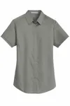Port Authority Women's Short Sleeve SuperPro Twill Shirt. L664 Monument Grey