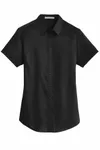 Port Authority Women's Short Sleeve SuperPro Twill Shirt. L664 BLACK