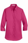 Port Authority Women's 3/4-Sleeve SuperPro Twill Shirt. L665 Pink Azalea