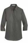 Port Authority Women's 3/4-Sleeve SuperPro Twill Shirt. L665 Sterling Grey