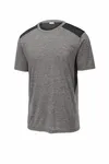 Sport-Tek PosiCharge Tri-Blend Wicking Draft Tee. ST410 Black/ Dark Grey Heather
