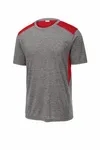 Sport-Tek PosiCharge Tri-Blend Wicking Draft Tee. ST410 True Red/ Dark Grey Heather