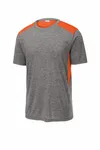 Sport-Tek PosiCharge Tri-Blend Wicking Draft Tee. ST410 Deep Orange/ Dark Grey Heather
