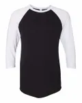 50/50 Raglan Three-Quarter Sleeve Tee Black/ White