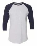 50/50 Raglan Three-Quarter Sleeve Tee Heather Grey/ Navy