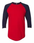50/50 Raglan Three-Quarter Sleeve Tee Red/ Navy