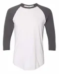 50/50 Raglan Three-Quarter Sleeve Tee White/ Asphalt