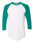 50/50 Raglan Three-Quarter Sleeve Tee White/ Evergreen