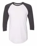 50/50 Raglan Three-Quarter Sleeve Tee White/ Heather Black