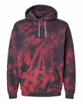 Blended Tie-Dyed Hooded Sweatshirt Black/ Red Crystal