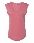 Women's Festival Sleeveless Deep V-Neck T-Shirt Smoked Paprika
