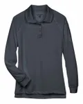 Harriton Ladies' Advantage Snag Protection Plus Long-Sleeve Tactical Polo Dark Charcoal