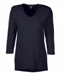 Devon & Jones Ladies' Perfect Fit Bracelet-Length V-Neck Top BLACK
