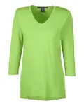 Devon & Jones Ladies' Perfect Fit Bracelet-Length V-Neck Top Lime