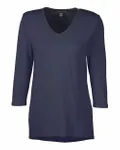 Devon & Jones Ladies' Perfect Fit Bracelet-Length V-Neck Top Navy
