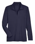 Devon & Jones CrownLux Performance Ladies' Plaited Long Sleeve Polo Navy