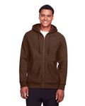 Team 365 Men's Zone HydroSport Heavyweight Full-Zip Hooded Sweatshirt SPORT DARK BROWN