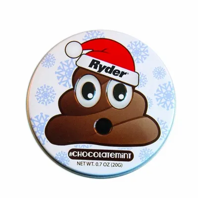 Santa Poop Emojy Tin with Chocolate Mints - Custom Flying Discs