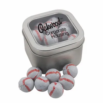 Window Tin with Chocolate Baseballs - SBF2700 - Custom Flying Discs