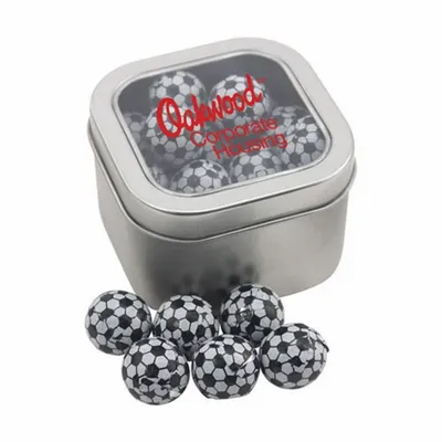 Window Tin with Chocolate Soccer Balls - SBF2700 - Custom Flying Discs