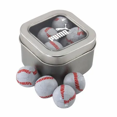 Window Tin with Chocolate Baseballs - SBF2500 - Custom Flying Discs