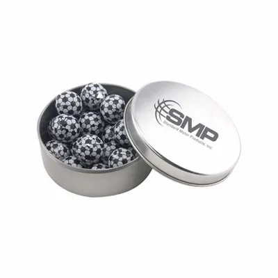 Round Tin with Chocolate Soccer Balls - SBF3000 - Custom Flying Discs