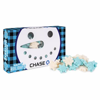 Snowman Die Cut Box with Gummy Glitter Snowflakes - Custom Flying Discs
