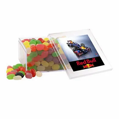 Large Square Acrylic Candy Box with Assorted Jelly Beans - Custom Flying Discs