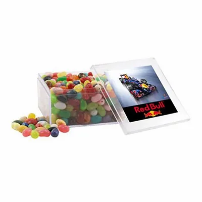Large Square Acrylic Candy Box with Jelly Belly - Custom Flying Discs