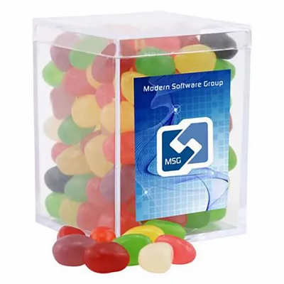Small Acrylic Candy Box with Assorted Jelly Beans - Custom Flying Discs
