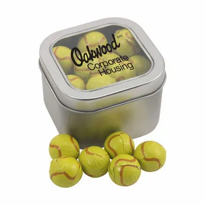 Window Tin with Chocolate Tennis Balls - SBF2700 - Custom Flying Discs