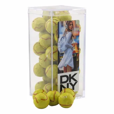 Acrylic Box with Chocolate Tennis Balls - Medium - Custom Flying Discs