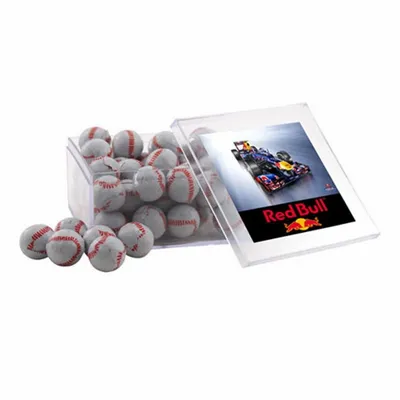 Acrylic Box with Chocolate Baseballs - Large - Custom Flying Discs