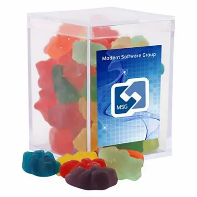Clever Candy Small Acrylic Candy Box with Gummy Bears - Custom Flying Discs