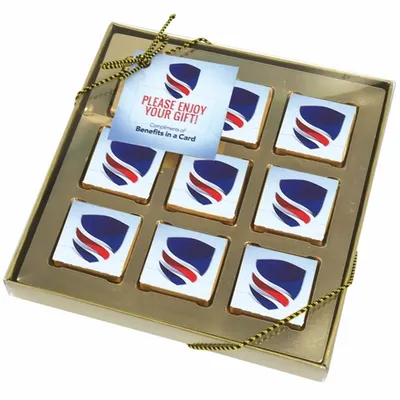 Nine Piece Chocolate Foiled Square Gift Box - Custom Flying Discs