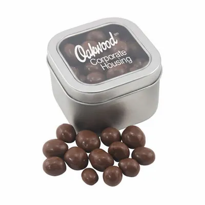 Window Tin with Chocolate Peanuts - Custom Flying Discs