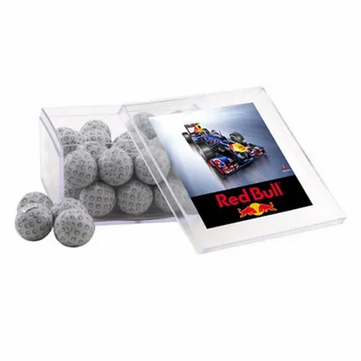 Acrylic Box with Chocolate Golf Balls - Large - Custom Flying Discs