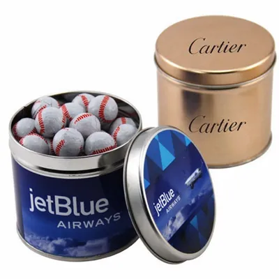 Round Tin with Chocolate Baseballs - SBF4100 - Custom Flying Discs