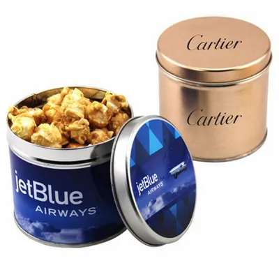 Round Tin with Caramel Popcorn - Custom Flying Discs